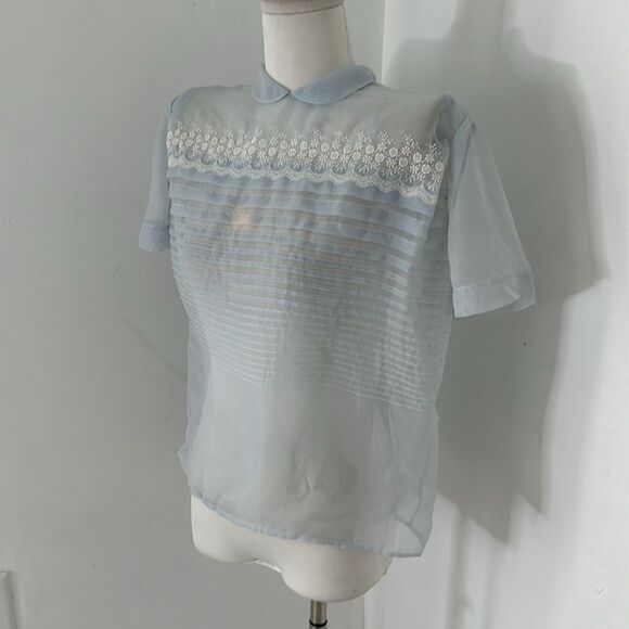 Vintage 40s Sheer Chiffon Angelic Blouse As Is - Picture 2 of 7